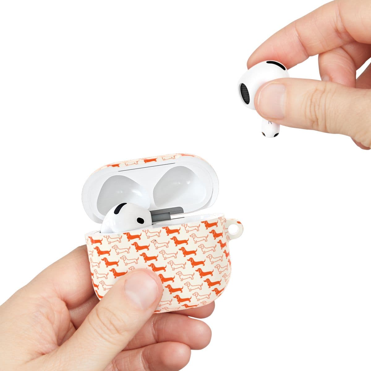Orange Dachshund Pattern AirPods Case