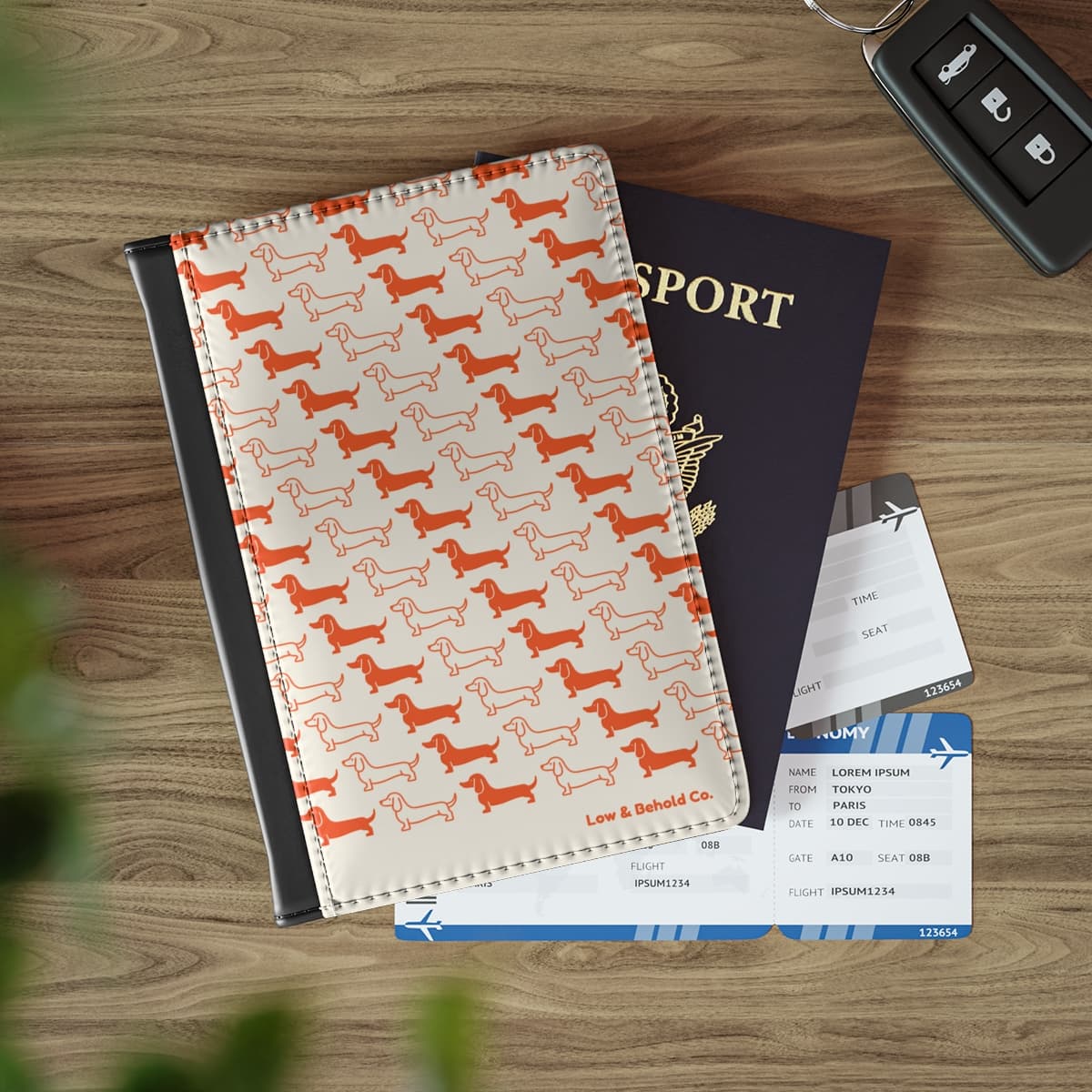 Orange Dachshund Pattern Passport Cover