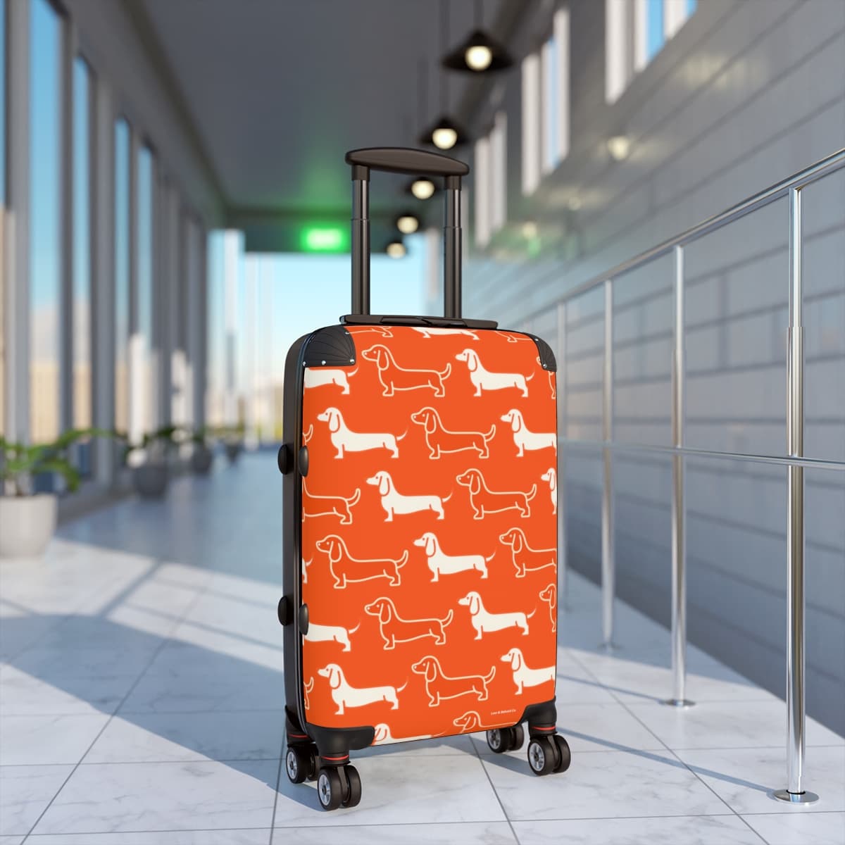 Orange Dachshund Pattern Suitcase